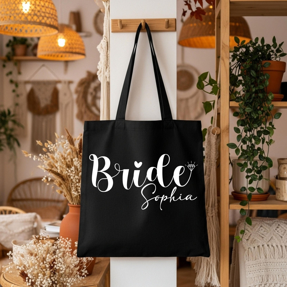 Custom Bride Tote Bag, Personalized Mrs Name Bridal Shower Gift, Bride Canvas Bag, Wedding Day Tote Bag, Bachelorette Tote Bag
