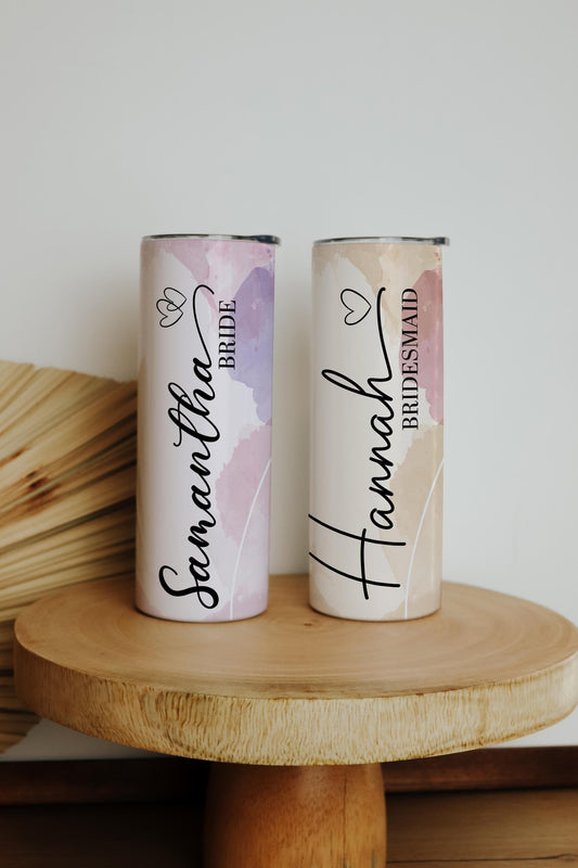 Custom Bride Bridesmaid Tumbler, Personalized Bachelorette Mug