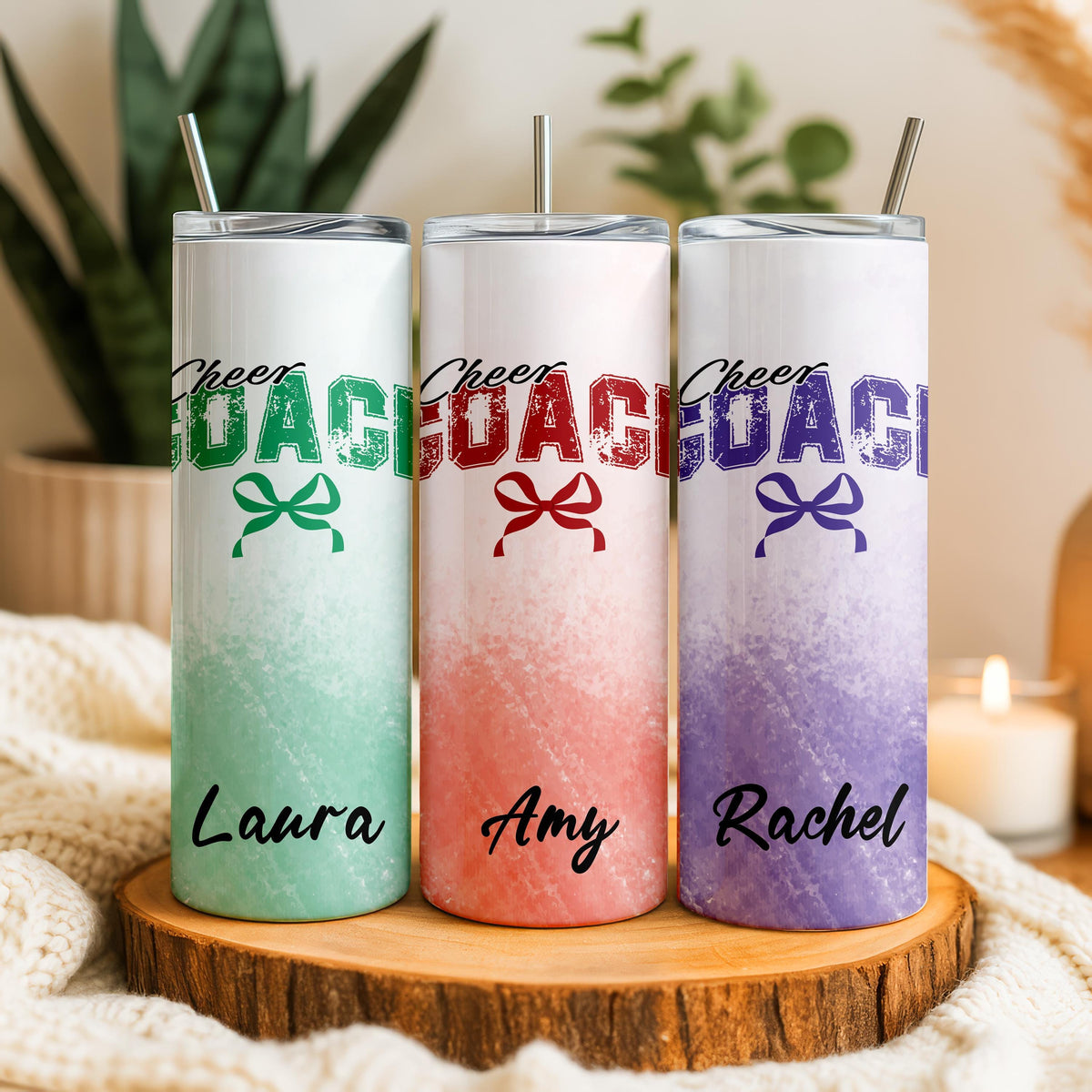 Custom Cheer Coach Tumbler, Personalized Bow Cheer Coach Tumbler, Personalized Gift For Coach