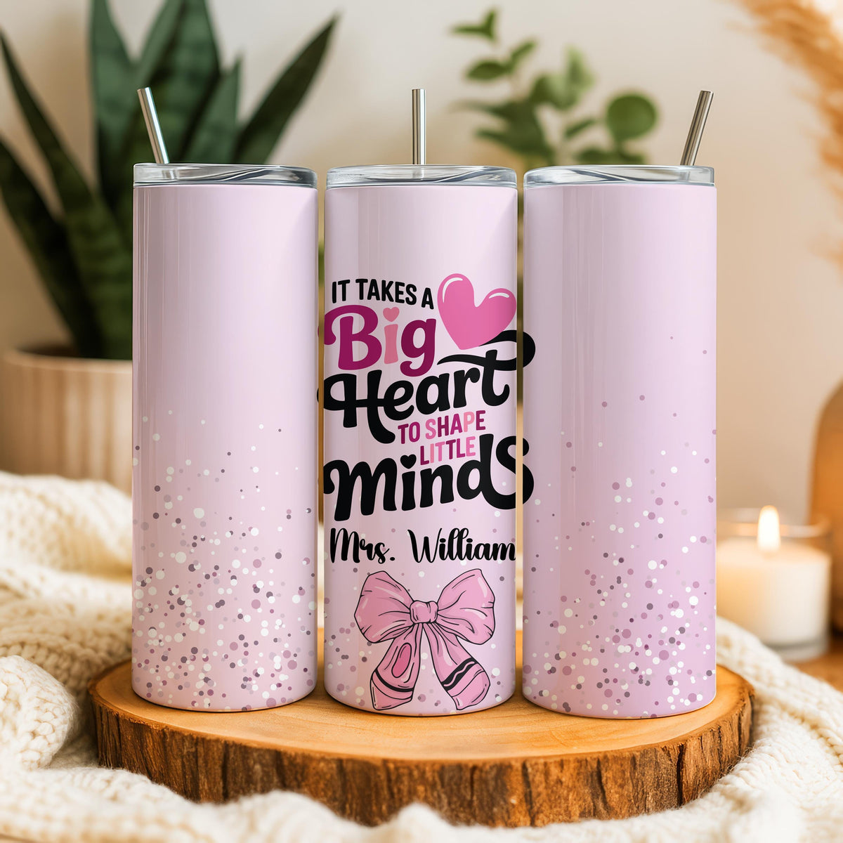 Custom It Takes A Big Heart To Shape Little Minds Tumbler, Personalized Teacher Tumbler