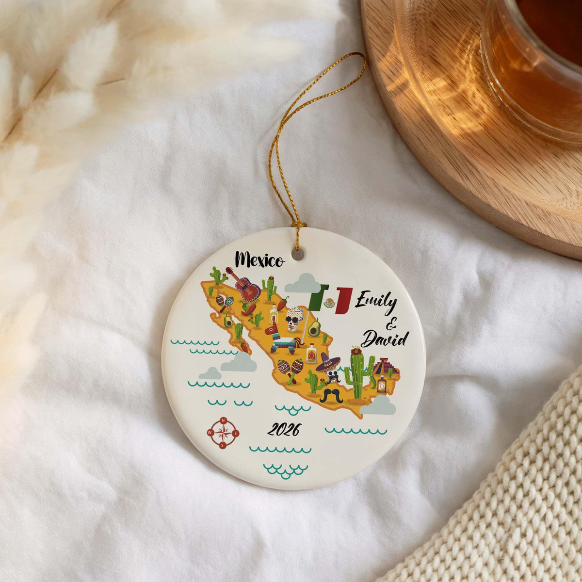 Personalized Couples Name 2026 Mexico Map Ornament