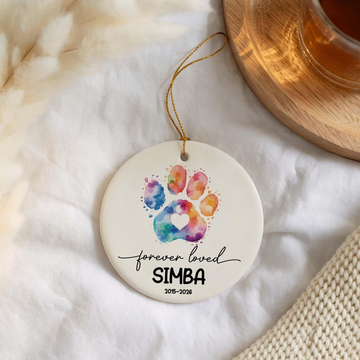 Personalized Pet Memorial Ornament, Customizable Dog Memorial Ornament