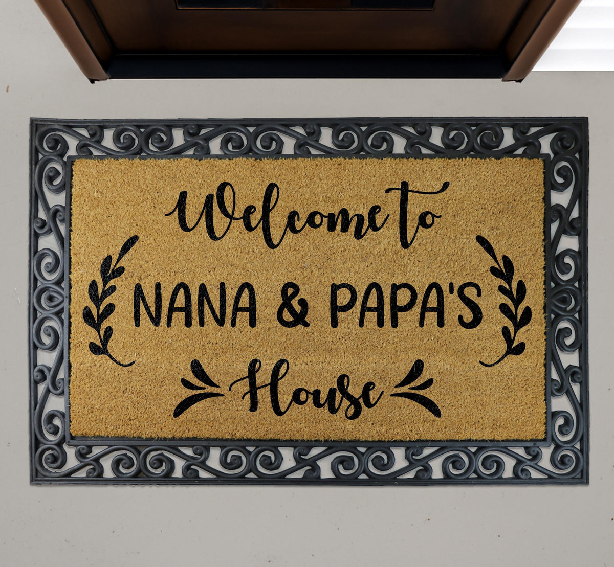 Welcome to Nana & Papa’s House Doormat, Personalized Grandparents Door Mat