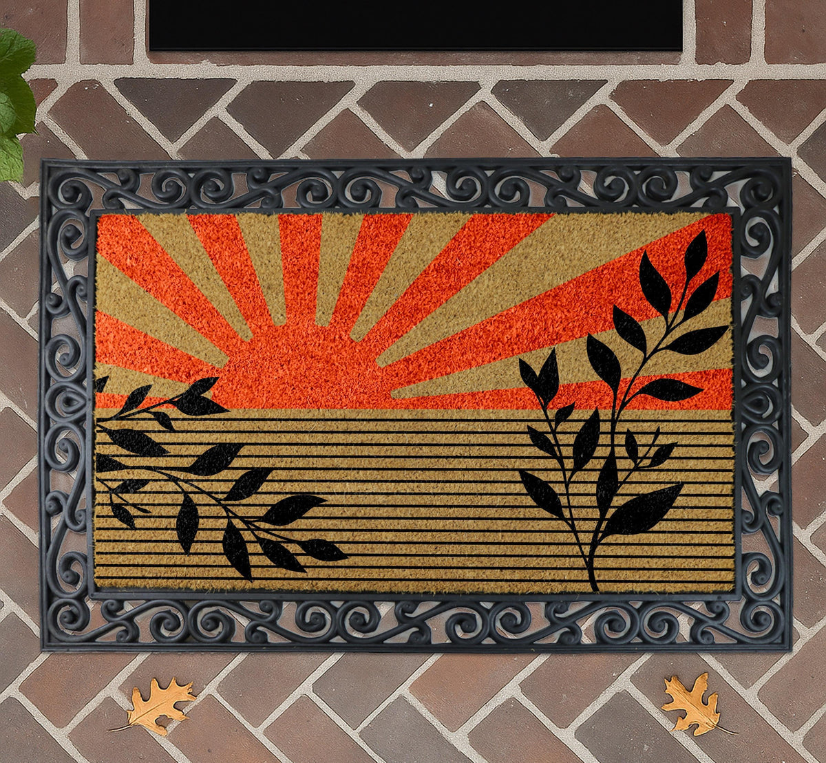 Retro Summer Vibes Doormat, Boho Sunset Welcome Mat, Modern Front Door Decor, Sunrise Entry Rug