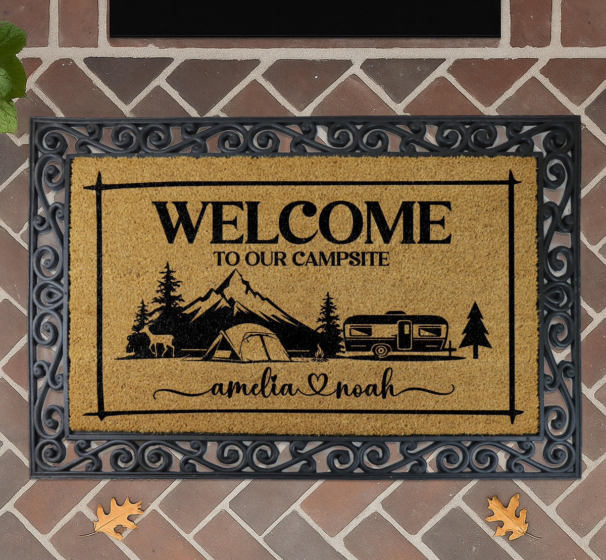 Personalized Campsite Doormat, Custom Camper Welcome Mat, RV Door Mat, Outdoor Rug for Campers