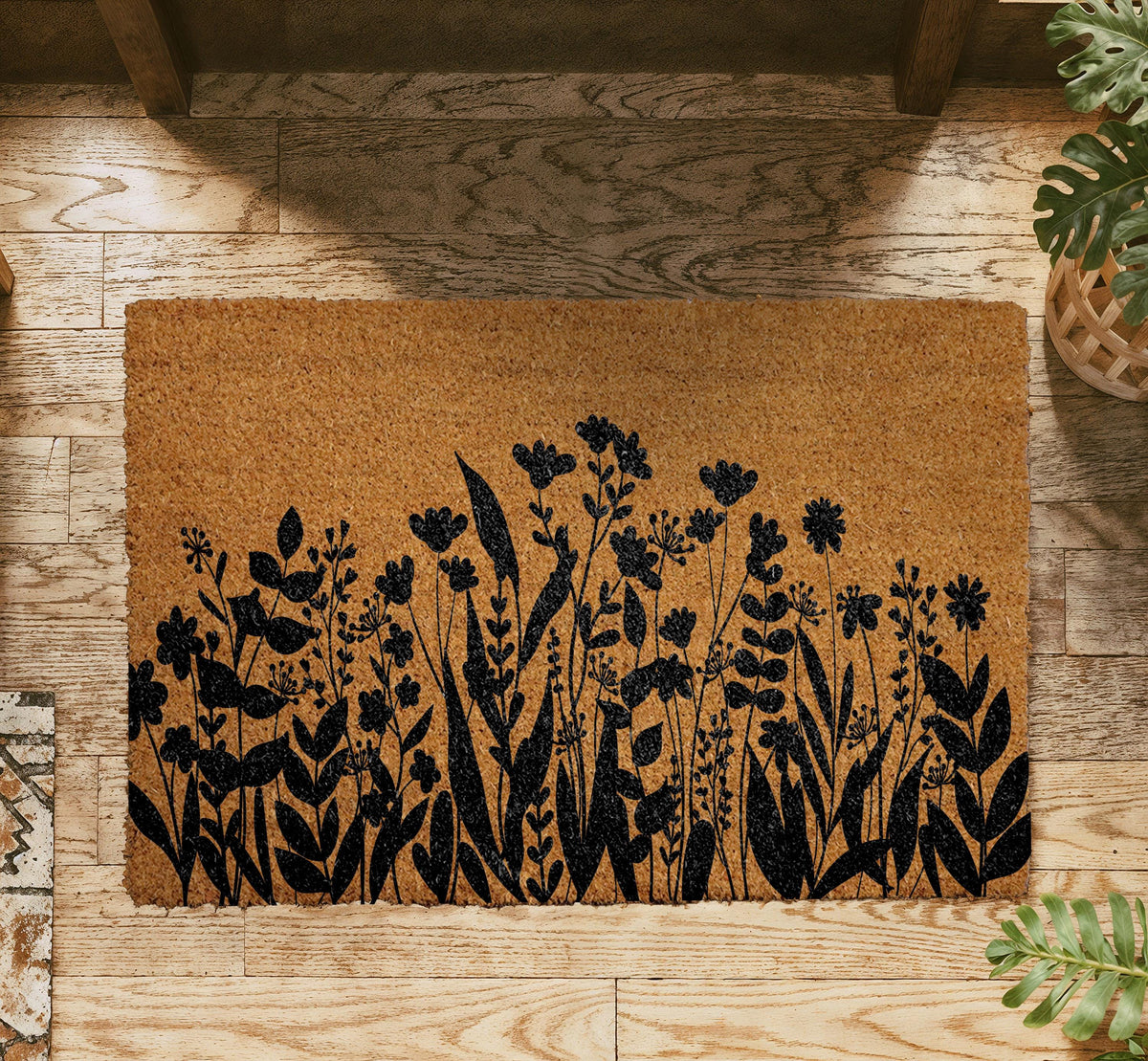 Wildflowers Doormat, Floral Decor Flowers Door Mat, Spring Floral Entryway Mat