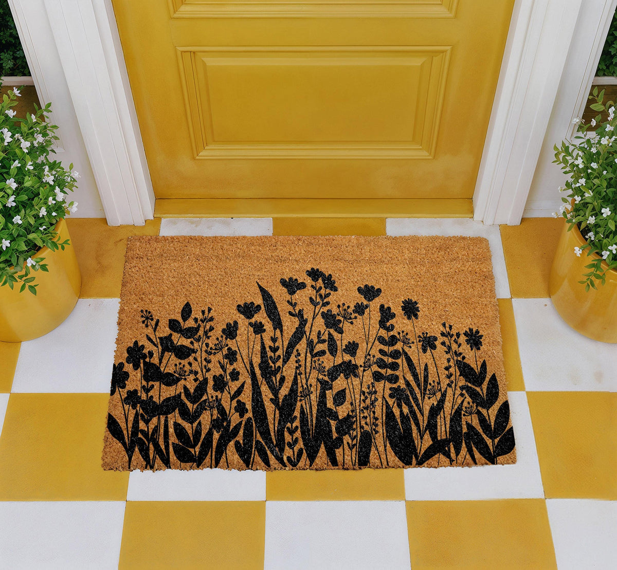 Wildflowers Doormat, Floral Decor Flowers Door Mat, Spring Floral Entryway Mat