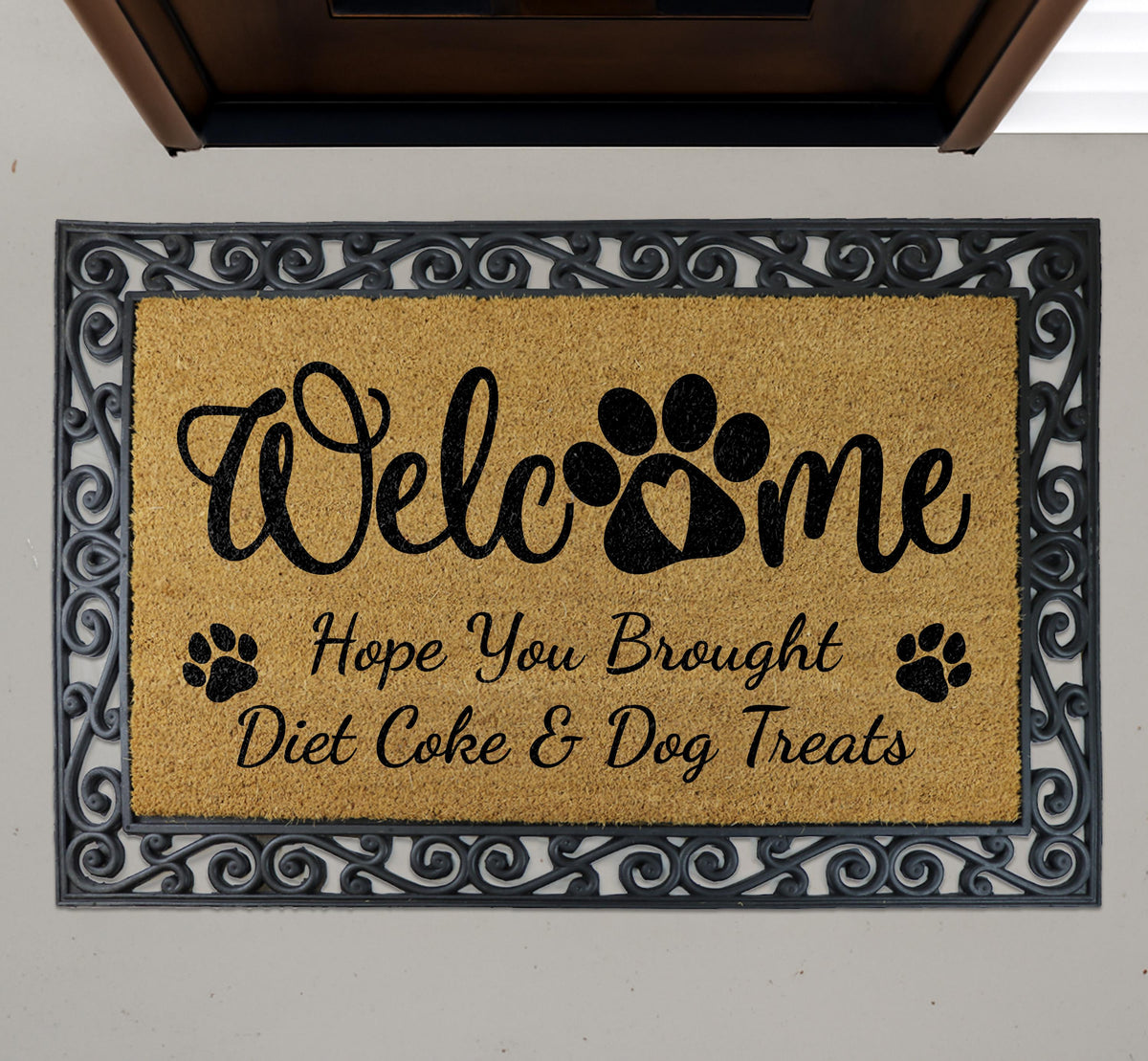 Hope You Brought Diet Coke Dog Treats Welcome Doormat, Funny Dog Welcome Mat, Dog Owner Gift