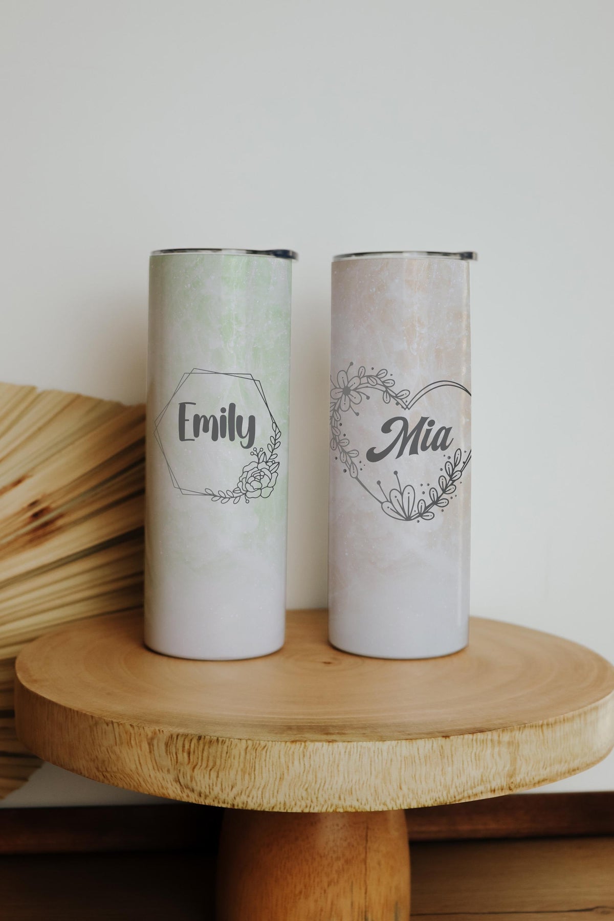 Personalized Flower Design Tumbler With Straw, Custom Colorful Floral Coffee Cup