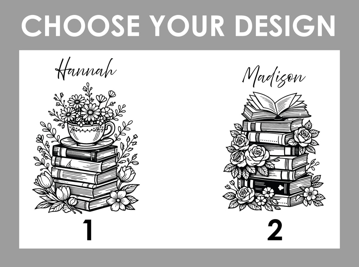 Personalized Books And Flowers Tumbler, Custom Book And Flower Lovers Cup