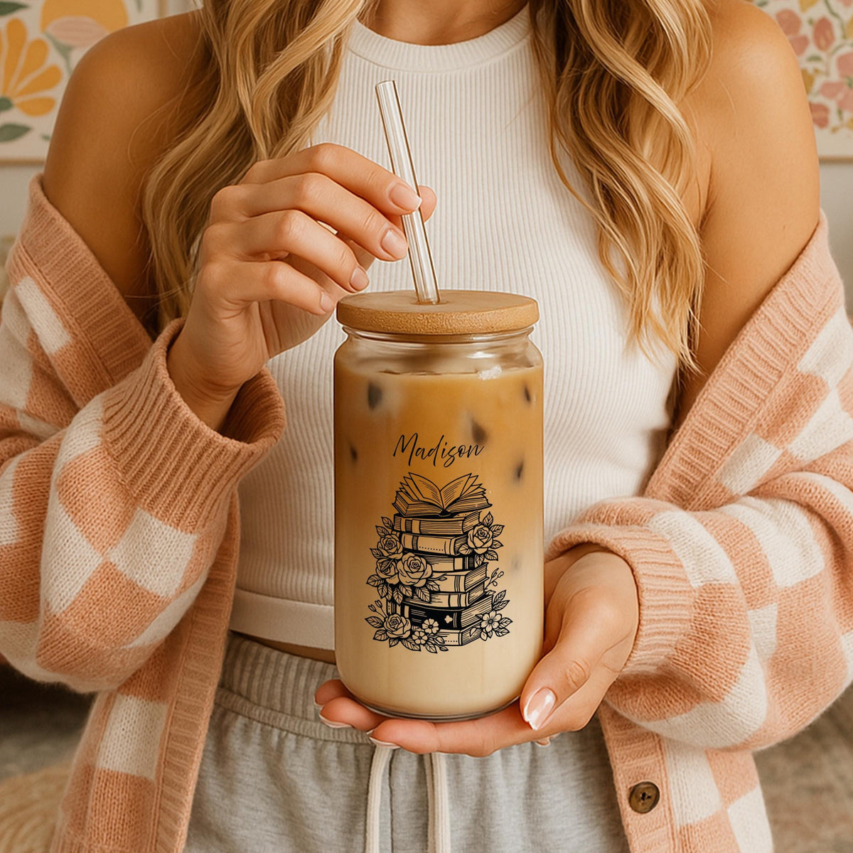 Personalized Books And Flowers Tumbler, Custom Book And Flower Lovers Cup