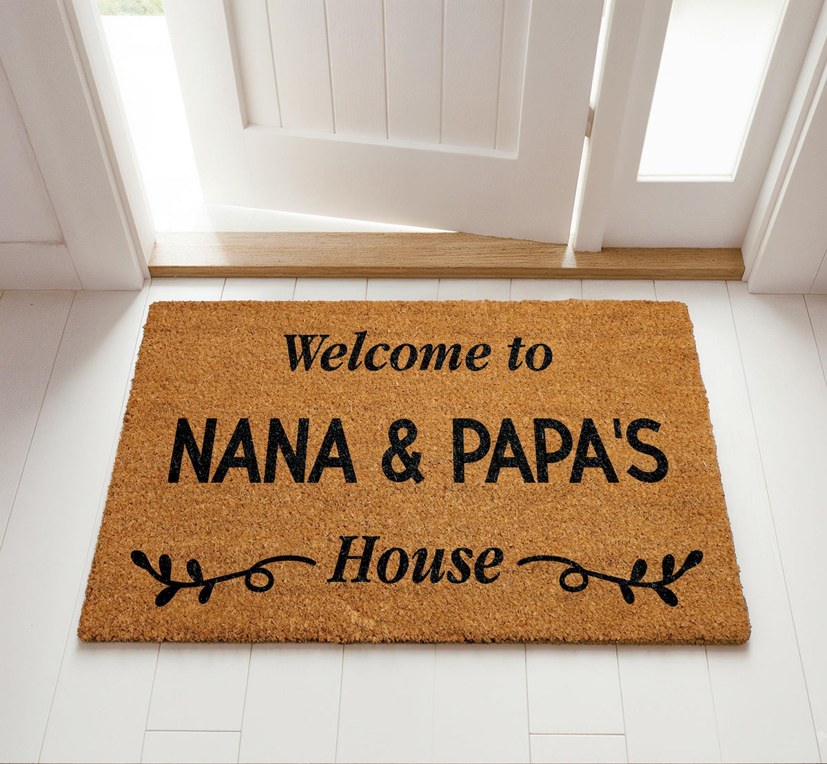 Welcome To Nana & Papa's House Doormat, Grandparents Home Coir Welcome Mat