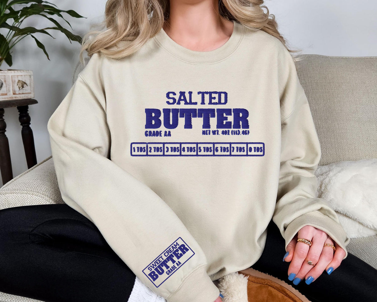 Salted Butter Embroidery Sweatshirt, Stick Of Butter Sweater, Embroidered Baking Hoodie, Foodie Chef Sweatshirt, Funny Baker Gift Hoodie