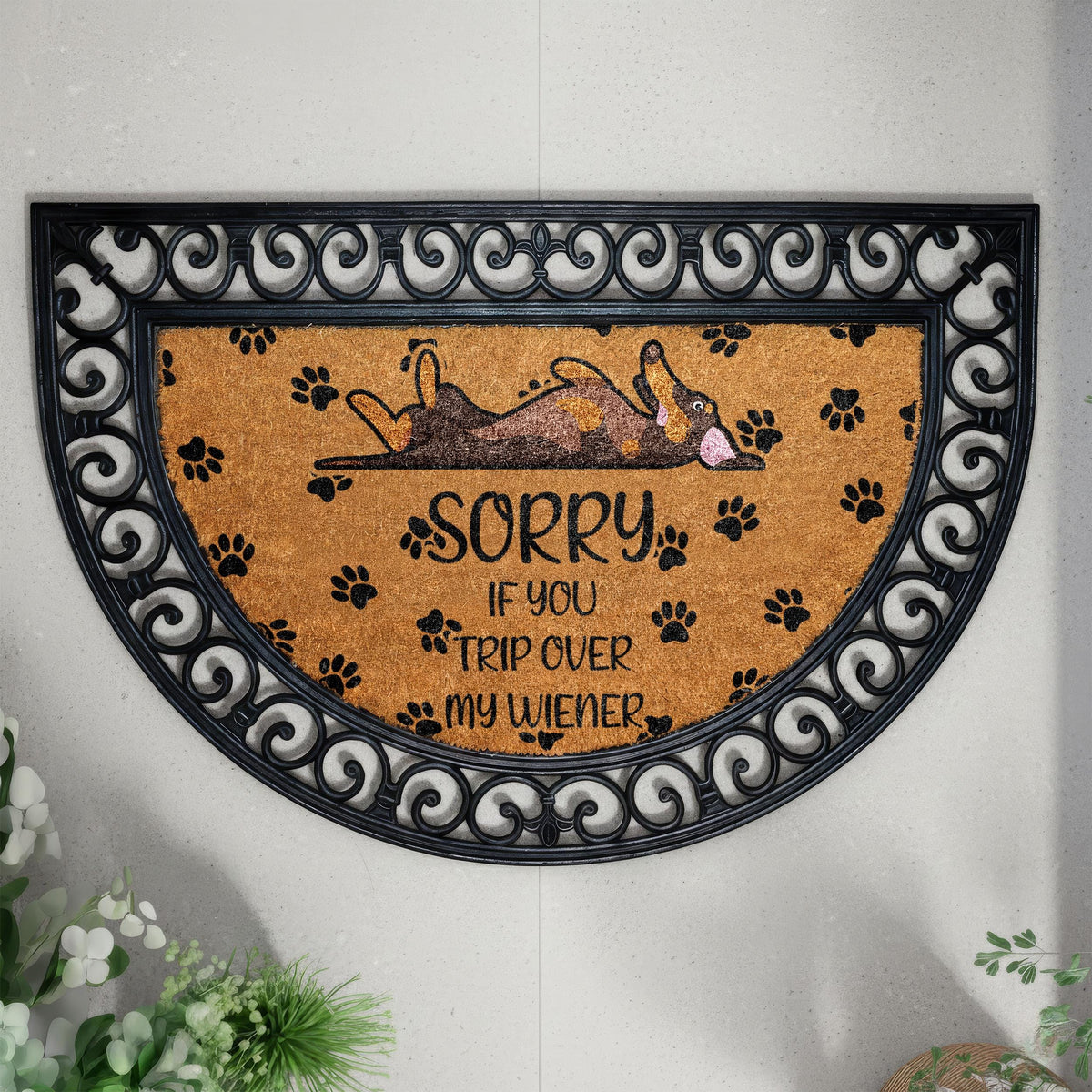 Funny Dachshund Doormat, Sorry If You Trip Over My Wiener Door Mat, Pet Lover Housewarming Gift, Doxie Dogs Mom Front Porch Decor