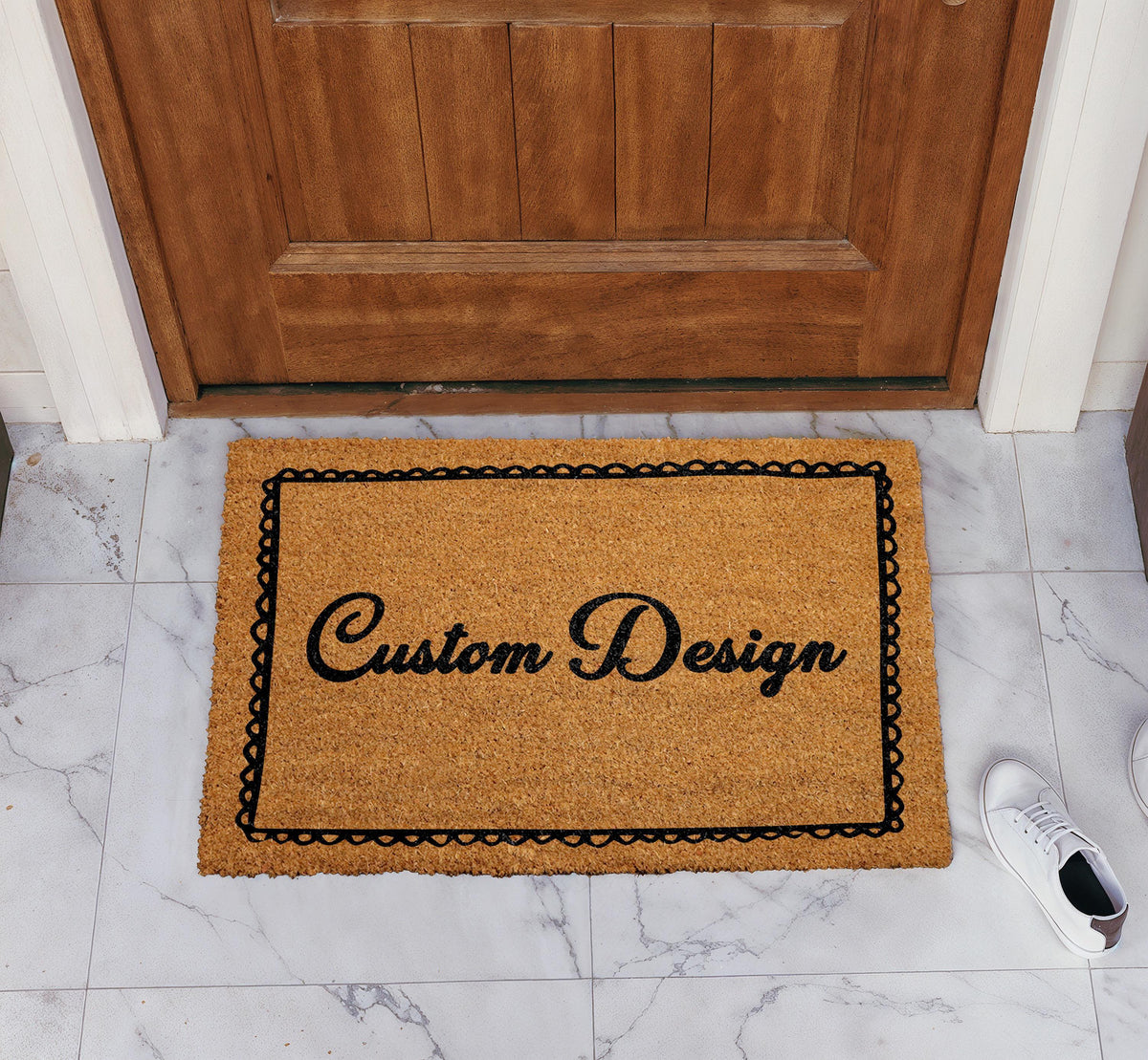 Customizable Frame and Font Design Doormat, Personalized Text Welcome Mat