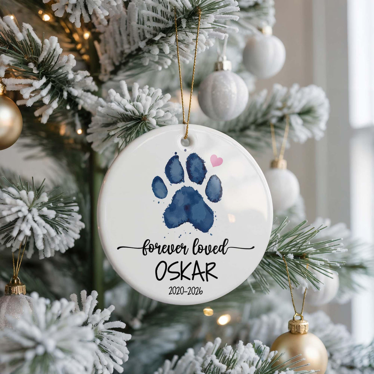 Personalized Pet Memorial Ornament, Custom Ceramic Dog Remembrance