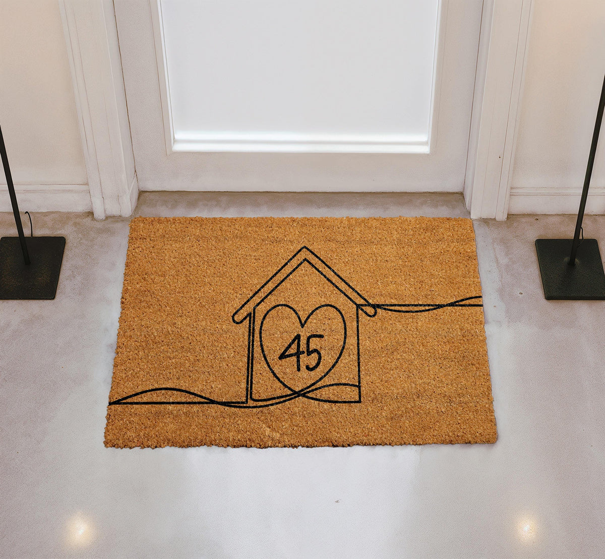 Custom House Number Welcome Mat, Minimalist Home Entrance Doormat