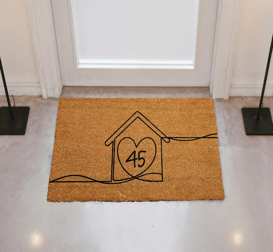 Custom House Number Welcome Mat, Minimalist Home Entrance Doormat