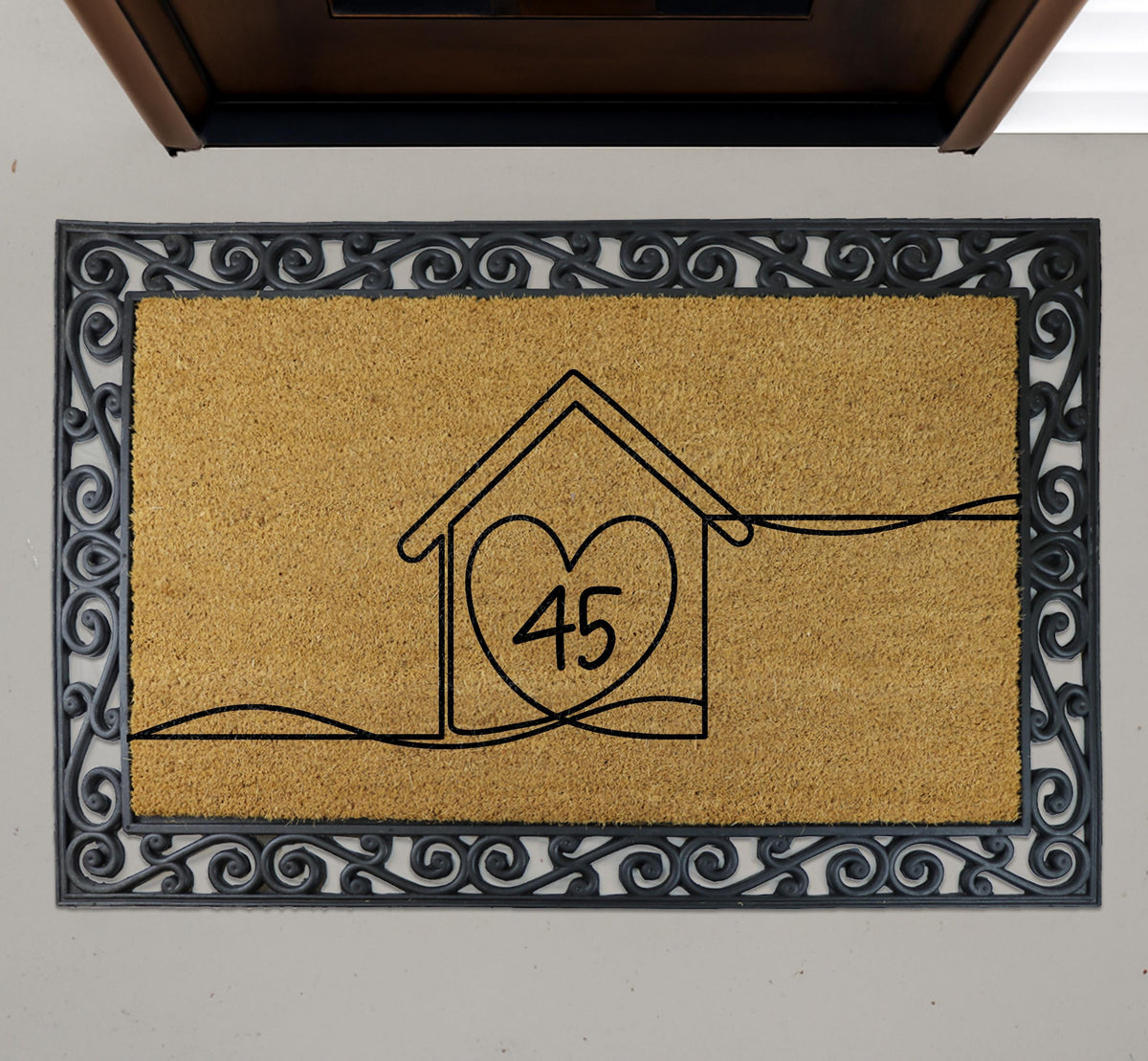 Custom House Number Welcome Mat, Minimalist Home Entrance Doormat
