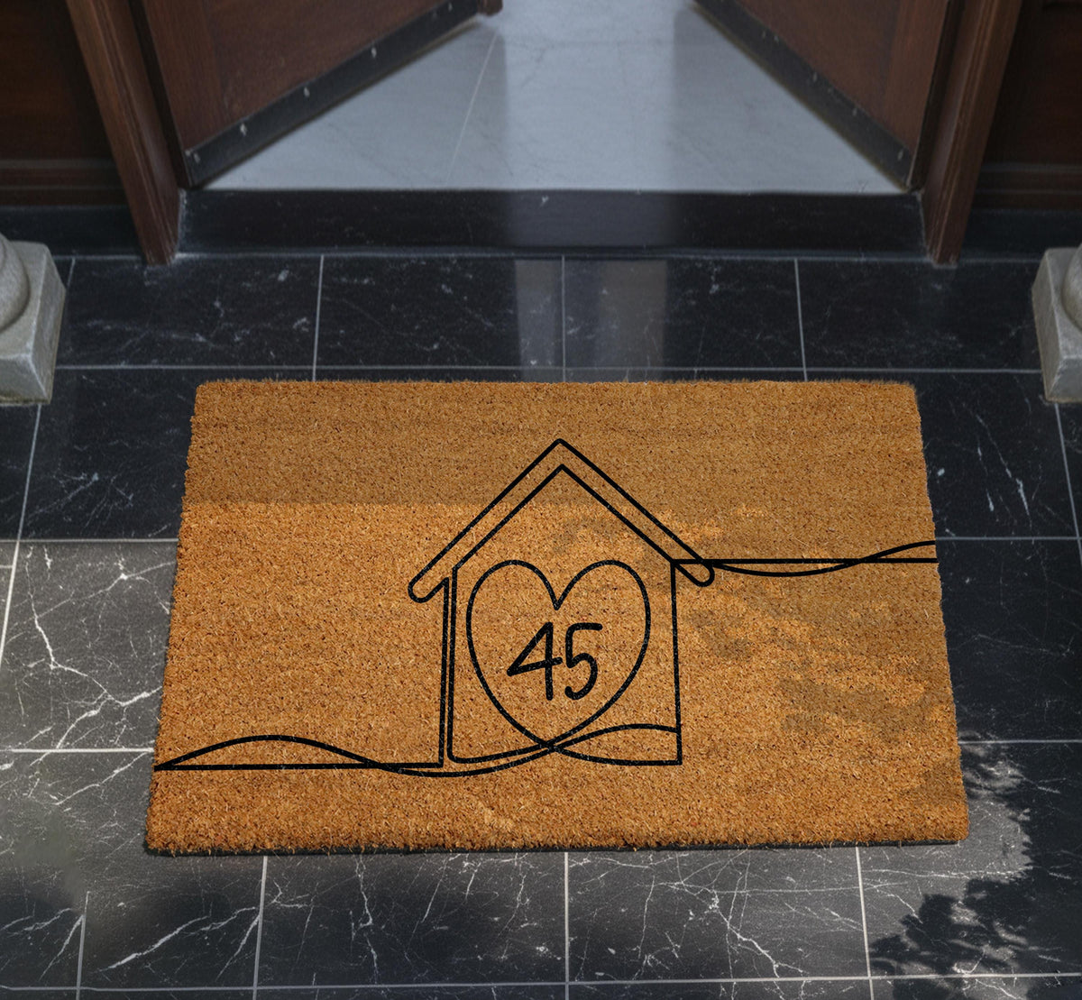 Custom House Number Welcome Mat, Minimalist Home Entrance Doormat