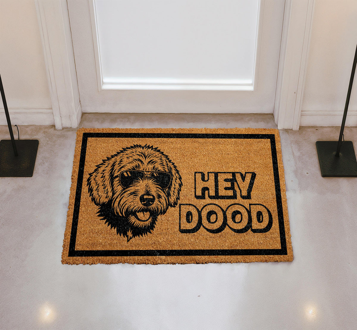Hey Dood Golden Doodle Dog Doormat, Funny Dog Doormat, Labradoodle Doormat, Doodle Owner Gift