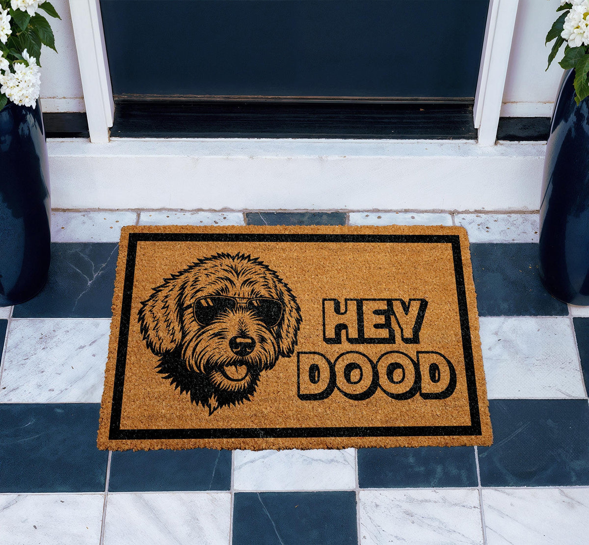 Hey Dood Golden Doodle Dog Doormat, Funny Dog Doormat, Labradoodle Doormat, Doodle Owner Gift