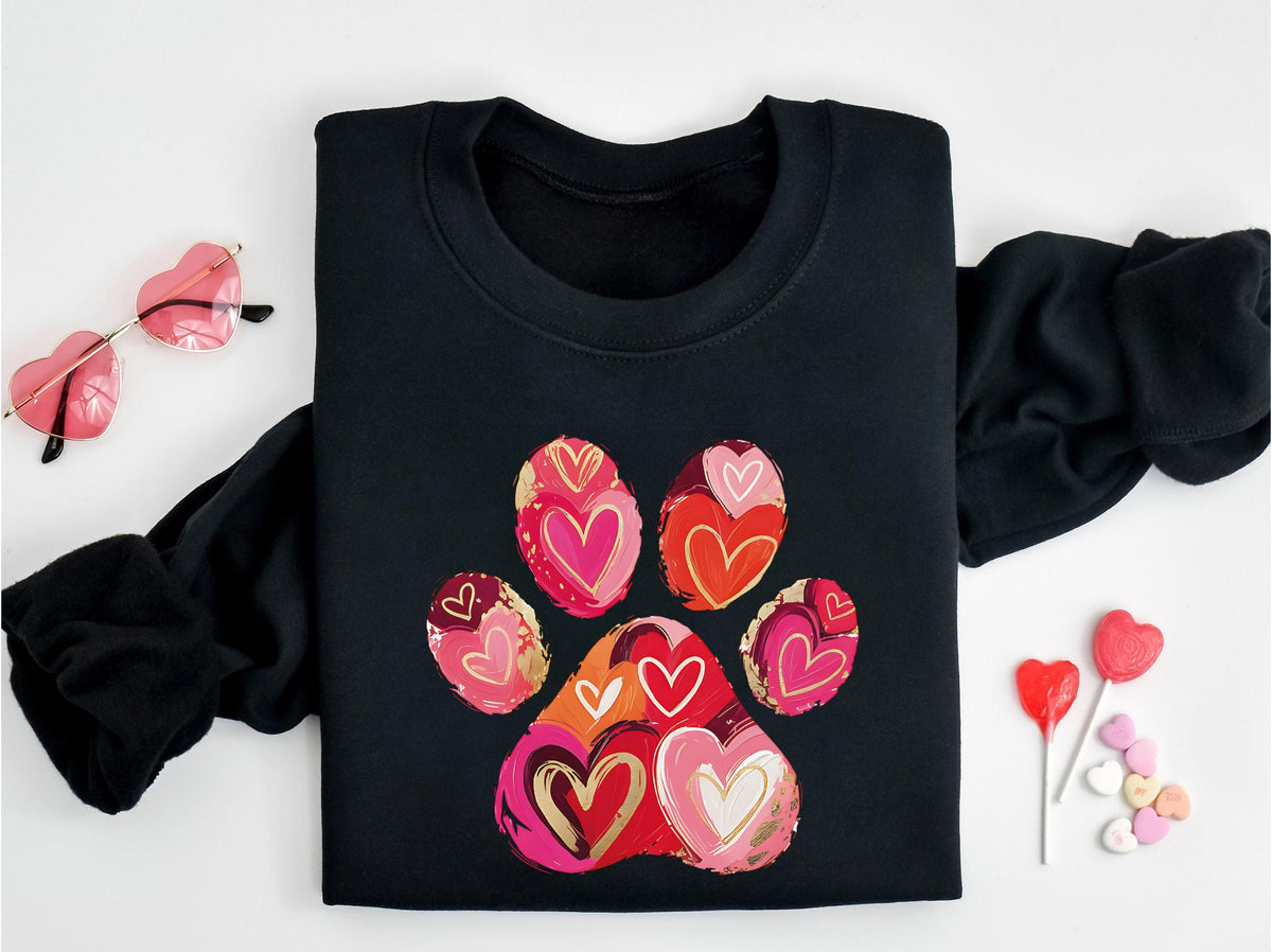 Dog Paw Valentine Sweatshirt, Dog Mom Valentine's Day Sweatshirt, Love Bite Sweatshirt, Dog Lover Hoodie, Heart Paw Print Sweatshirt