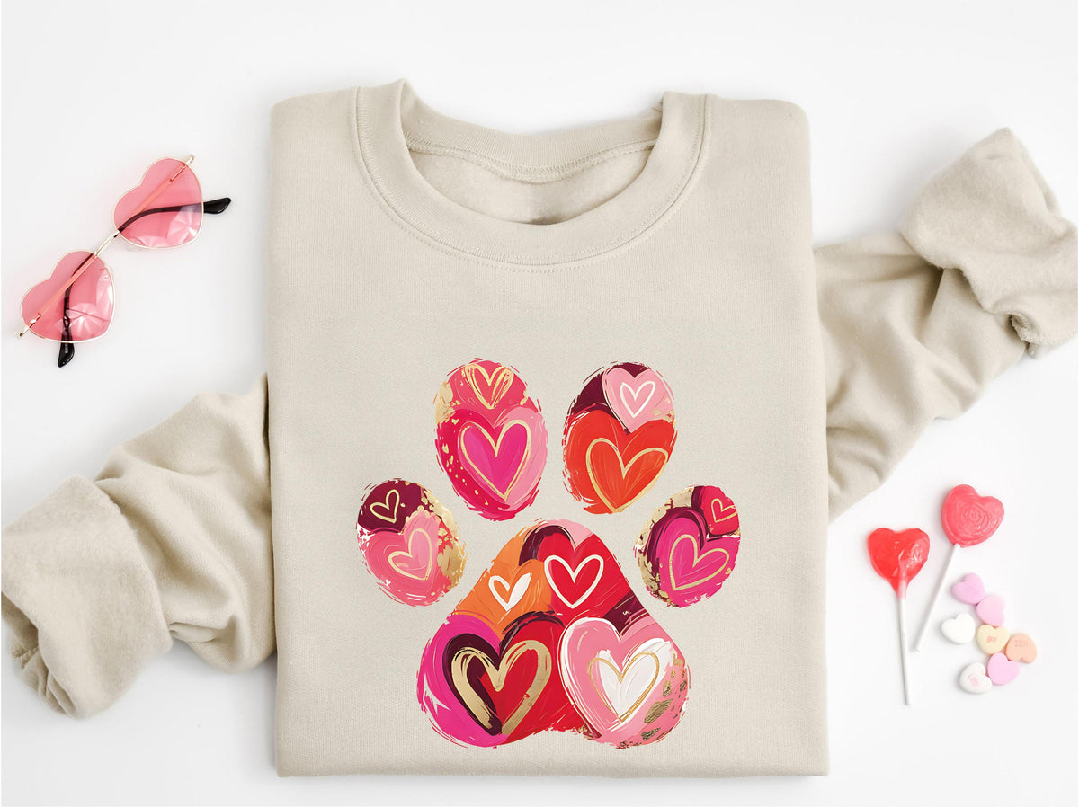 Dog Paw Valentine Sweatshirt, Dog Mom Valentine's Day Sweatshirt, Love Bite Sweatshirt, Dog Lover Hoodie, Heart Paw Print Sweatshirt