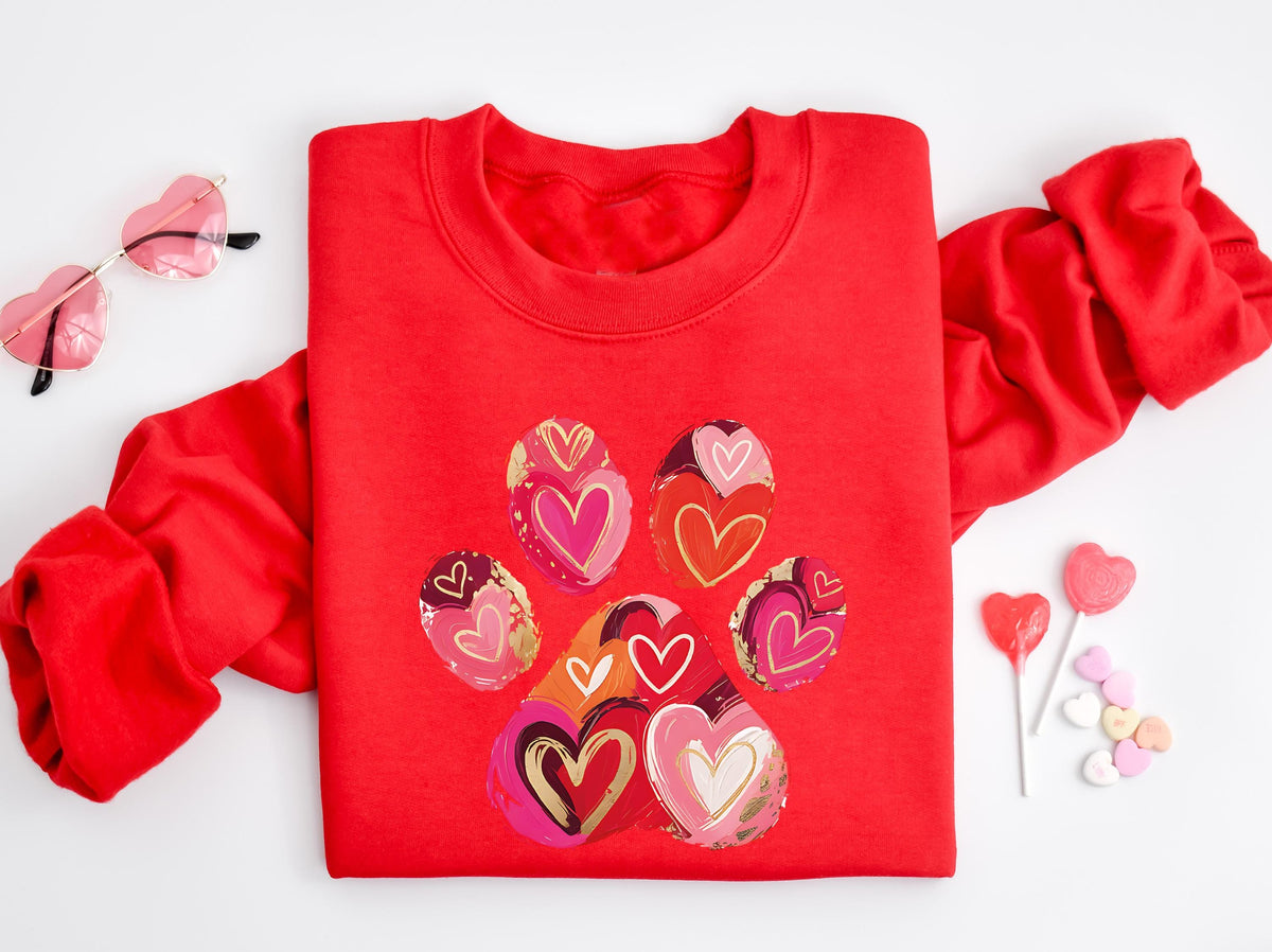 Dog Paw Valentine Sweatshirt, Dog Mom Valentine's Day Sweatshirt, Love Bite Sweatshirt, Dog Lover Hoodie, Heart Paw Print Sweatshirt
