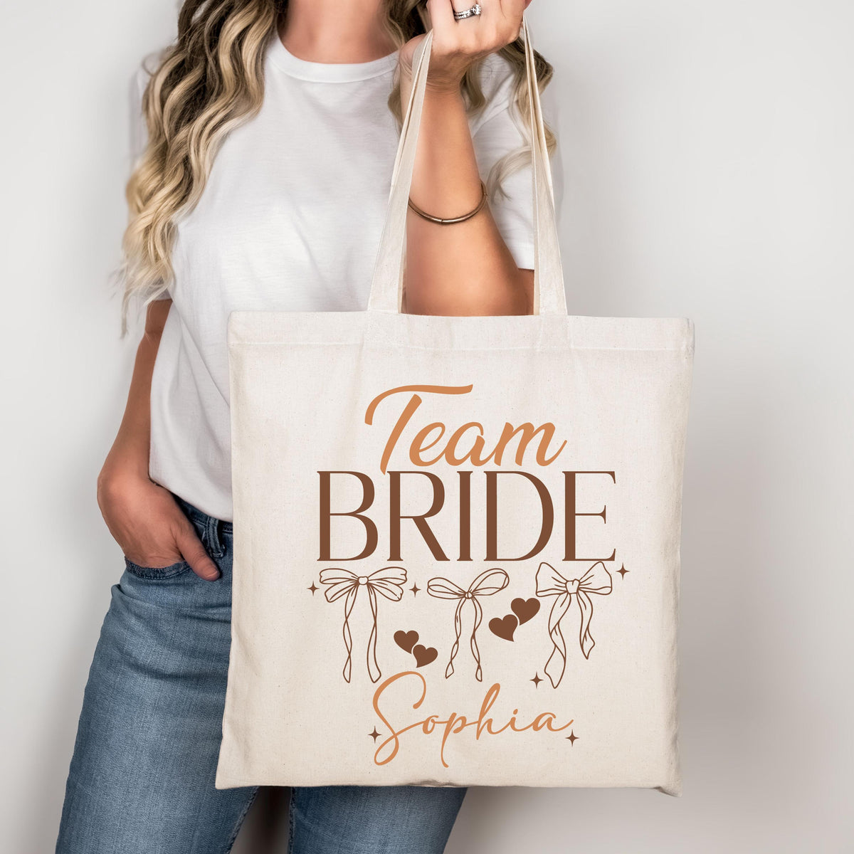 Personalized Team Bride Tote Bag, Bachelorette Party Canvas Bag, Custom Wedding Party Bag, Bridesmaid Proposal Tote Bag, Bridal Party Gift