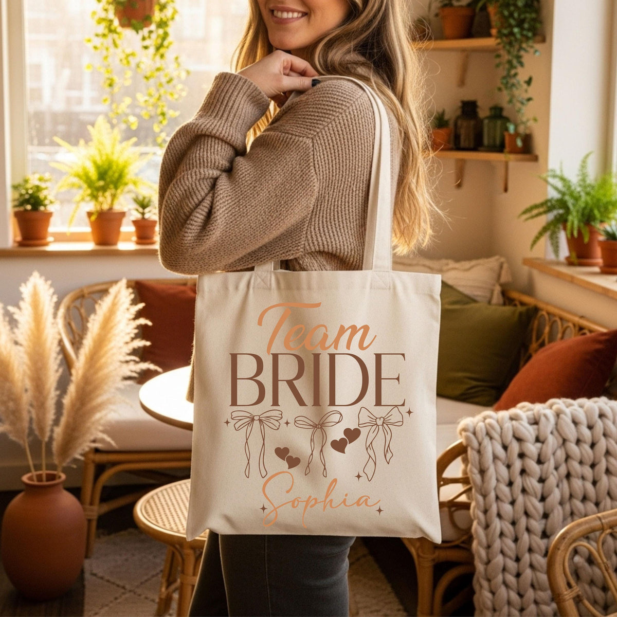 Personalized Team Bride Tote Bag, Bachelorette Party Canvas Bag, Custom Wedding Party Bag, Bridesmaid Proposal Tote Bag, Bridal Party Gift