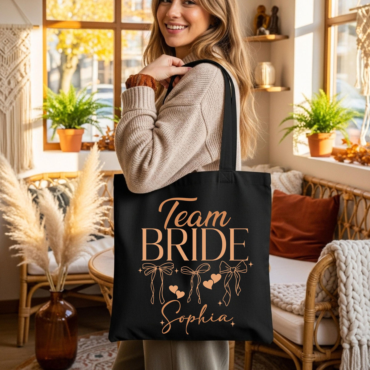 Personalized Team Bride Tote Bag, Bachelorette Party Canvas Bag, Custom Wedding Party Bag, Bridesmaid Proposal Tote Bag, Bridal Party Gift