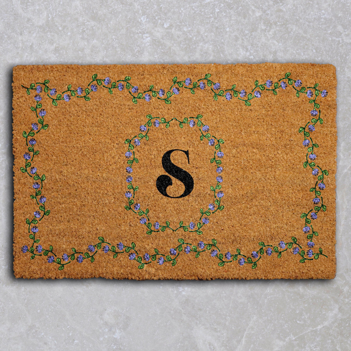 Personalized Monogram Welcome Mat, Custom Initial Floral Doormat, Elegant Home Entrance Mat