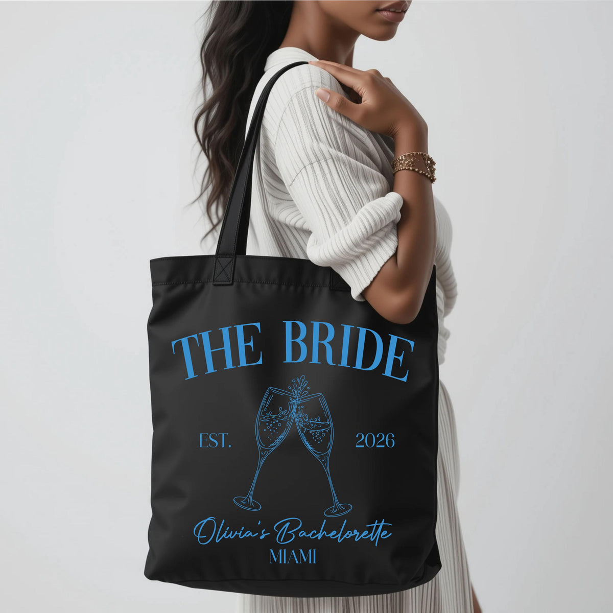 Bride Tote Bag, Personalized Bachelorette Tote Bag, Luxury Wedding Party Canvas Bag, Bridesmaid Gift