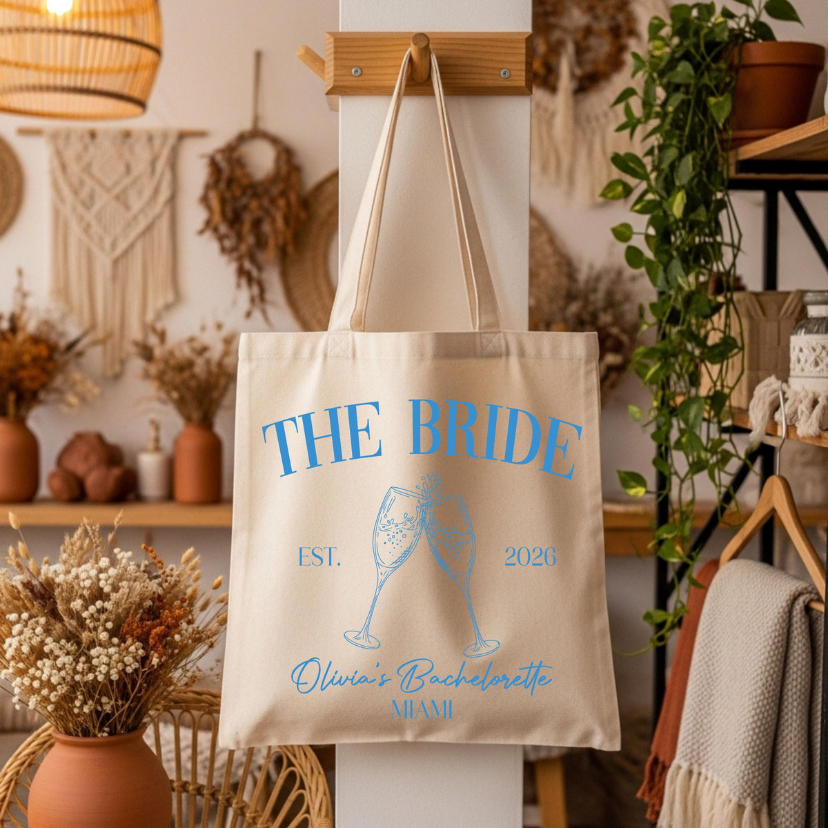 Bride Tote Bag, Personalized Bachelorette Tote Bag, Luxury Wedding Party Canvas Bag, Bridesmaid Gift
