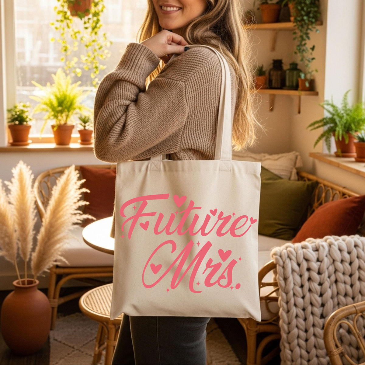 Future Mrs Tote Bag, Custom Engagement Canvas Bag, Personalized Bride Tote, Engagement Gift For Anniversary, Newly Engaged Gift, Wedding Bag