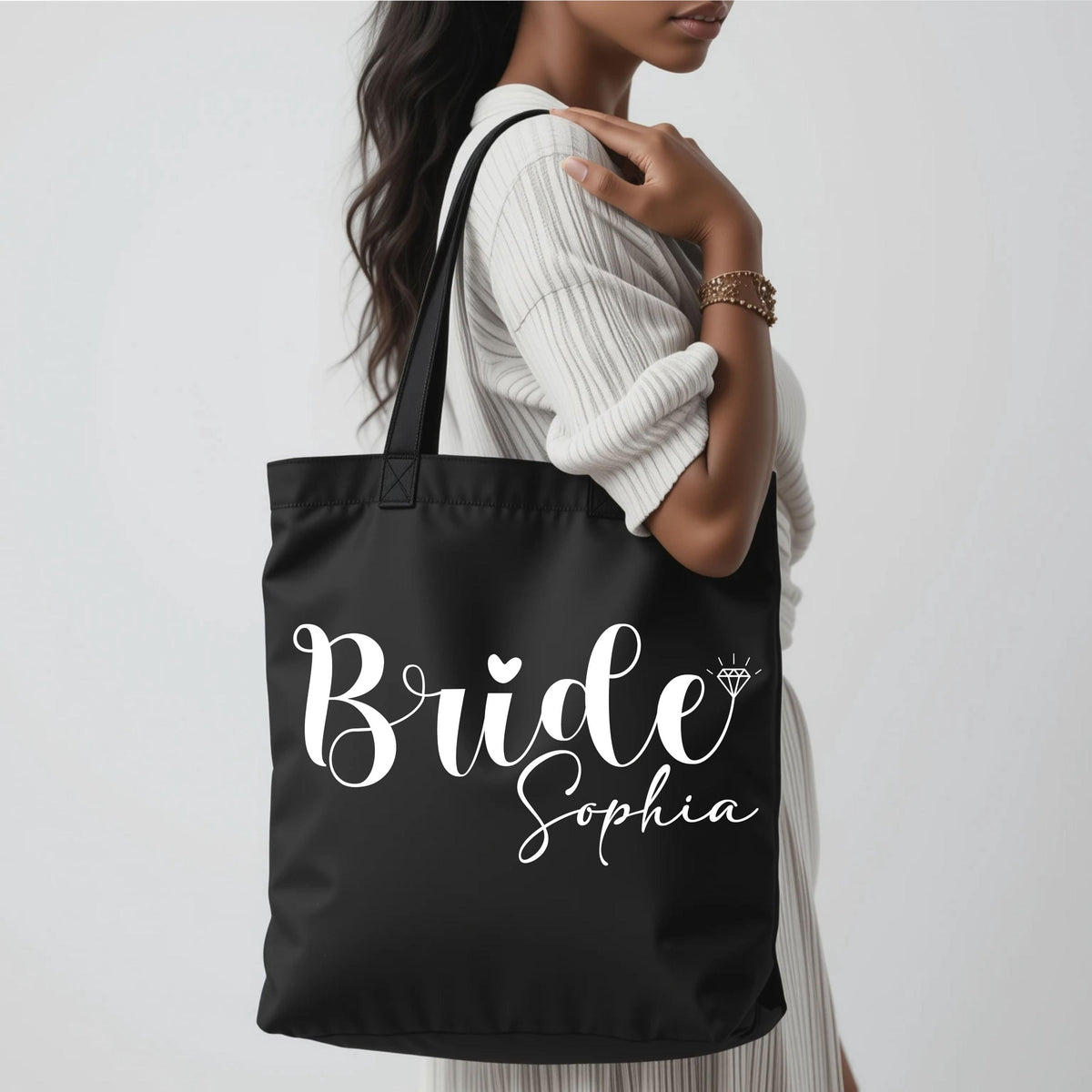 Custom Bride Tote Bag, Personalized Mrs Name Bridal Shower Gift, Bride Canvas Bag, Wedding Day Tote Bag, Bachelorette Tote Bag
