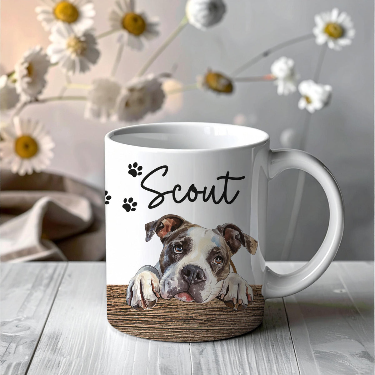 Custom Dog Portrait & Name Mug, Personalized Pet Faces Cup, Pets Lover Gift, Dogs Mom Dad Present, New Puppy Owner Gifts