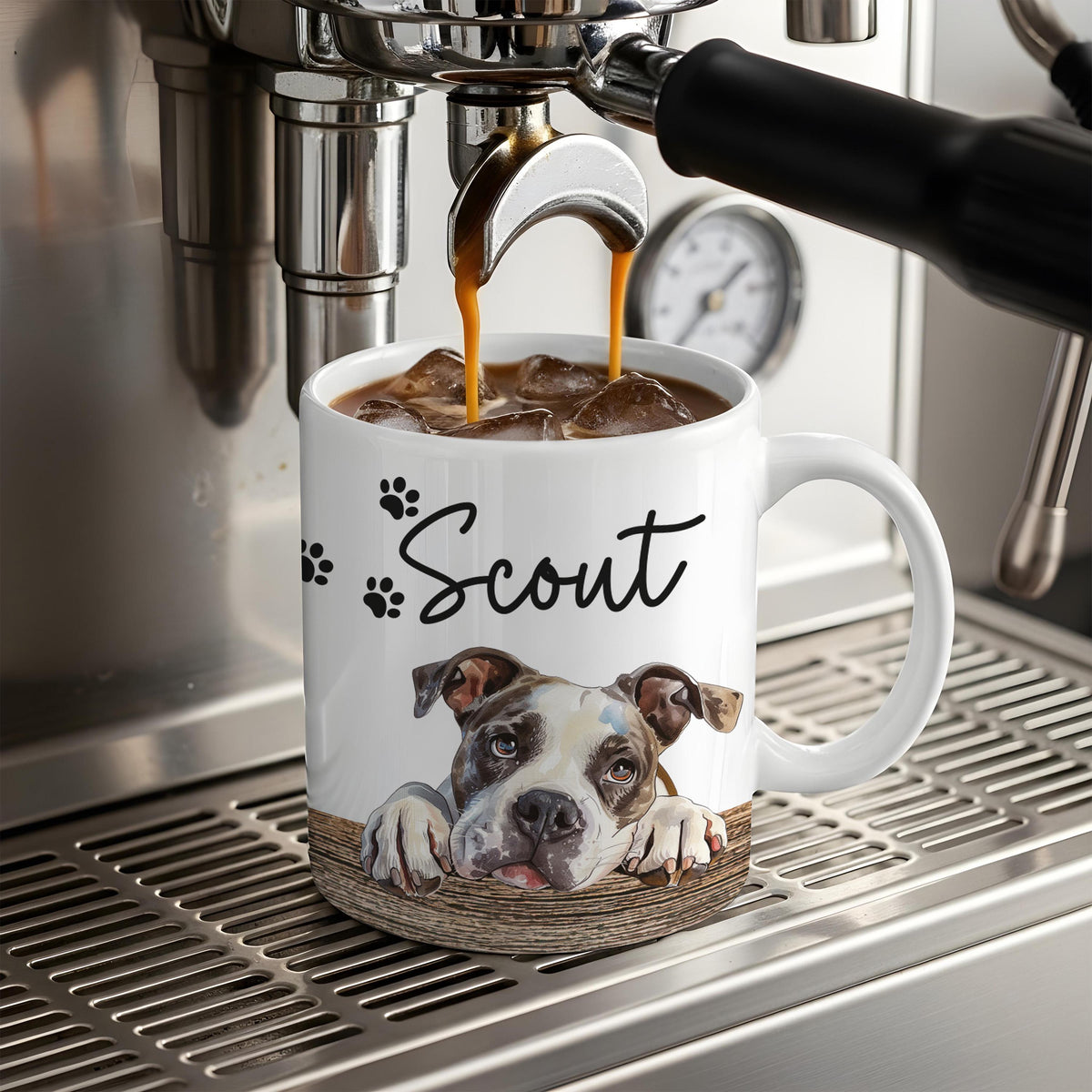 Custom Dog Portrait & Name Mug, Personalized Pet Faces Cup, Pets Lover Gift, Dogs Mom Dad Present, New Puppy Owner Gifts