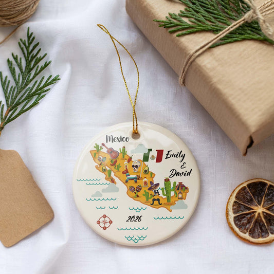 Personalized Couples Name 2026 Mexico Map Ornament