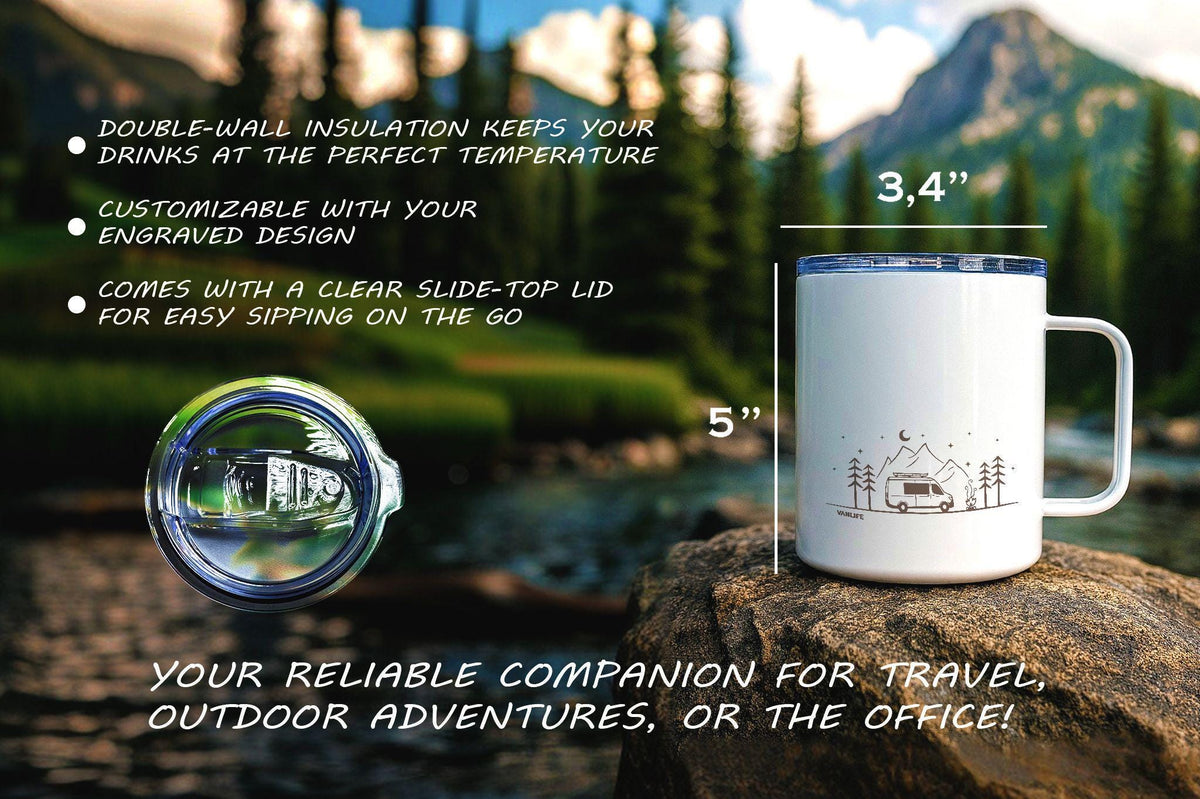 Vanlife Camping Mug, Adventure Travel Mug, Nature Lover Coffee Cup, Van Life Cup