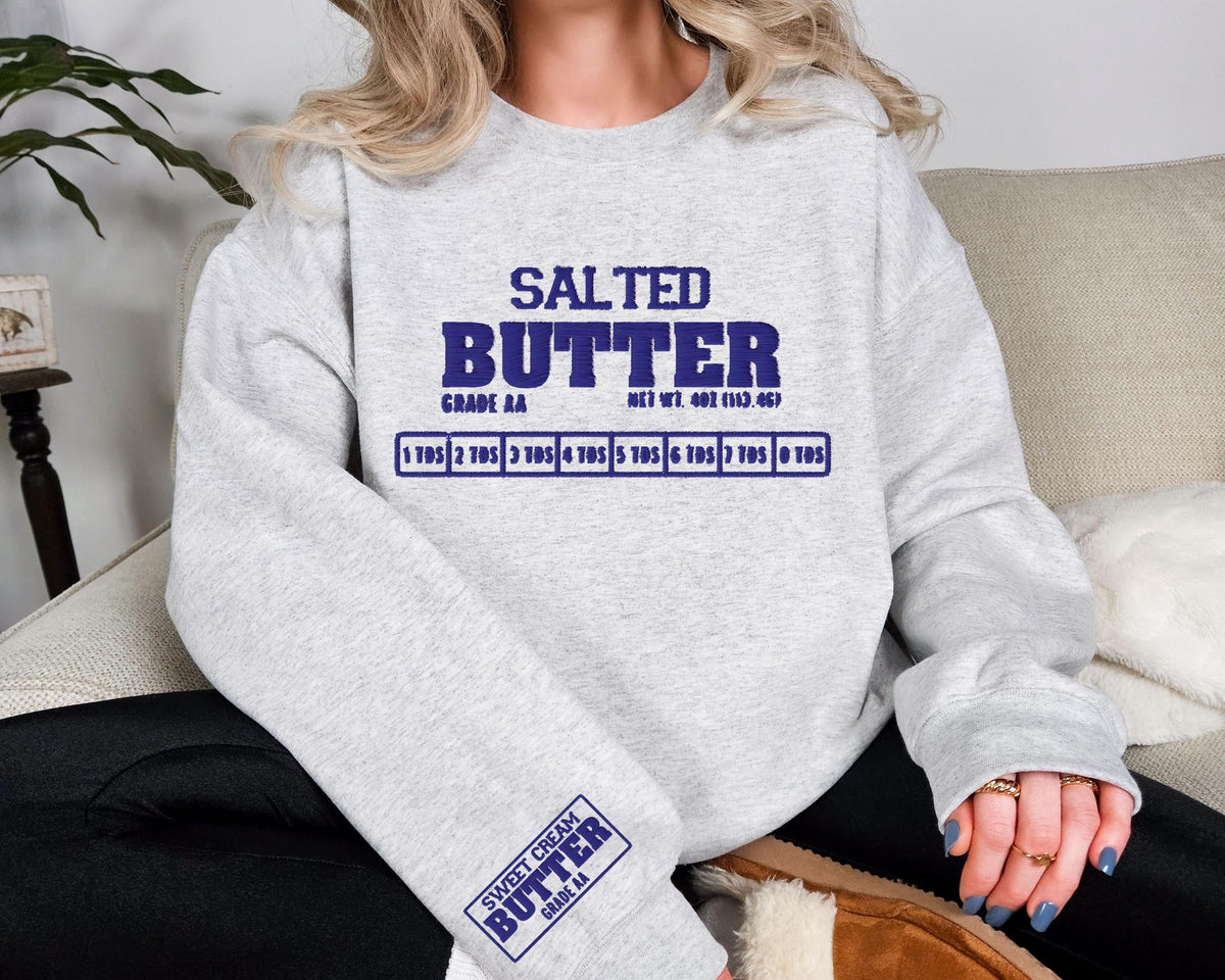 Salted Butter Embroidery Sweatshirt, Stick Of Butter Sweater, Embroidered Baking Hoodie, Foodie Chef Sweatshirt, Funny Baker Gift Hoodie