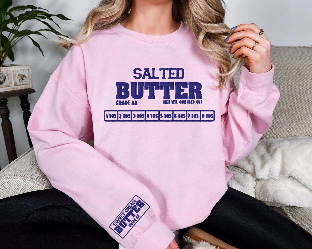Salted Butter Embroidery Sweatshirt, Stick Of Butter Sweater, Embroidered Baking Hoodie, Foodie Chef Sweatshirt, Funny Baker Gift Hoodie