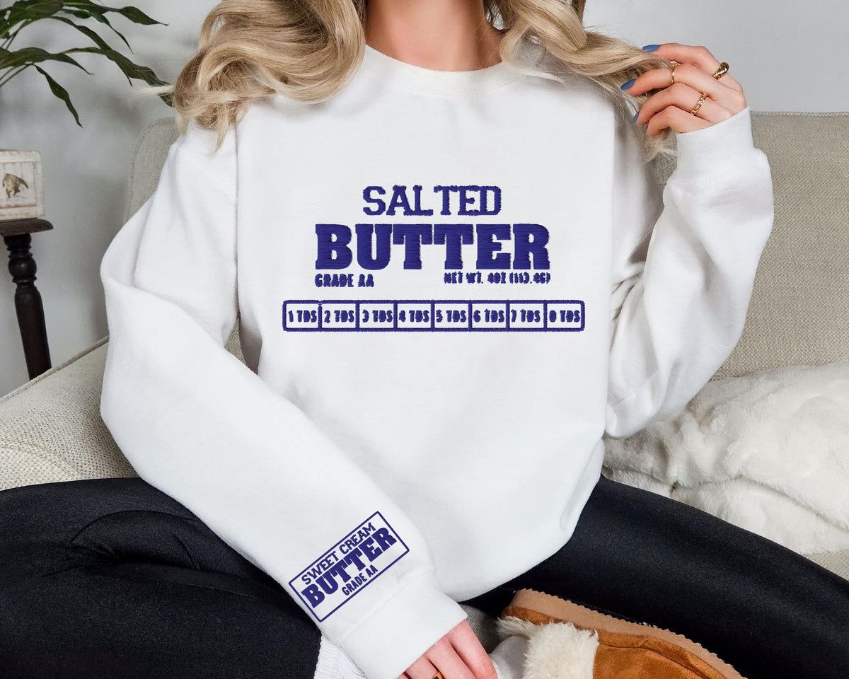 Salted Butter Embroidery Sweatshirt, Stick Of Butter Sweater, Embroidered Baking Hoodie, Foodie Chef Sweatshirt, Funny Baker Gift Hoodie