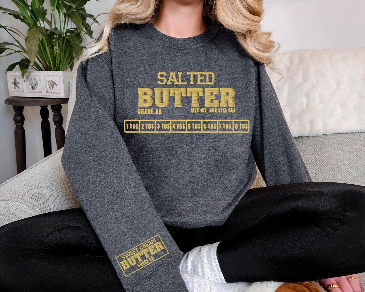 Salted Butter Embroidery Sweatshirt, Stick Of Butter Sweater, Embroidered Baking Hoodie, Foodie Chef Sweatshirt, Funny Baker Gift Hoodie
