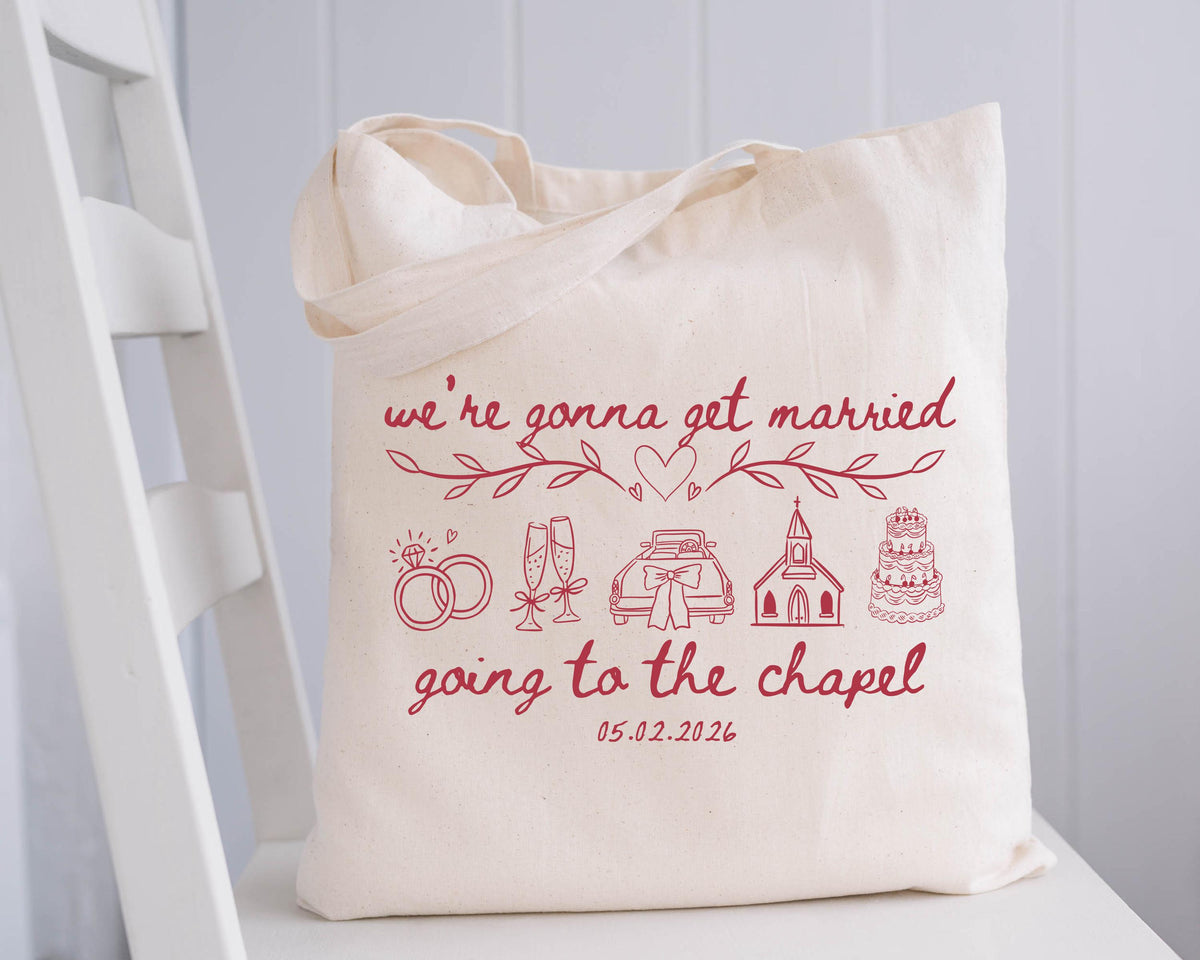 Going to the Chapel Tote Bag, Bachelorette Party Gift Tote, Wedding Day Tote Bag, Bridal Shower Tote