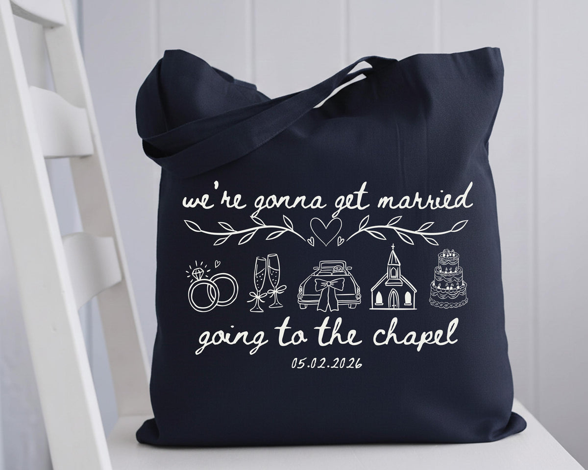 Going to the Chapel Tote Bag, Bachelorette Party Gift Tote, Wedding Day Tote Bag, Bridal Shower Tote