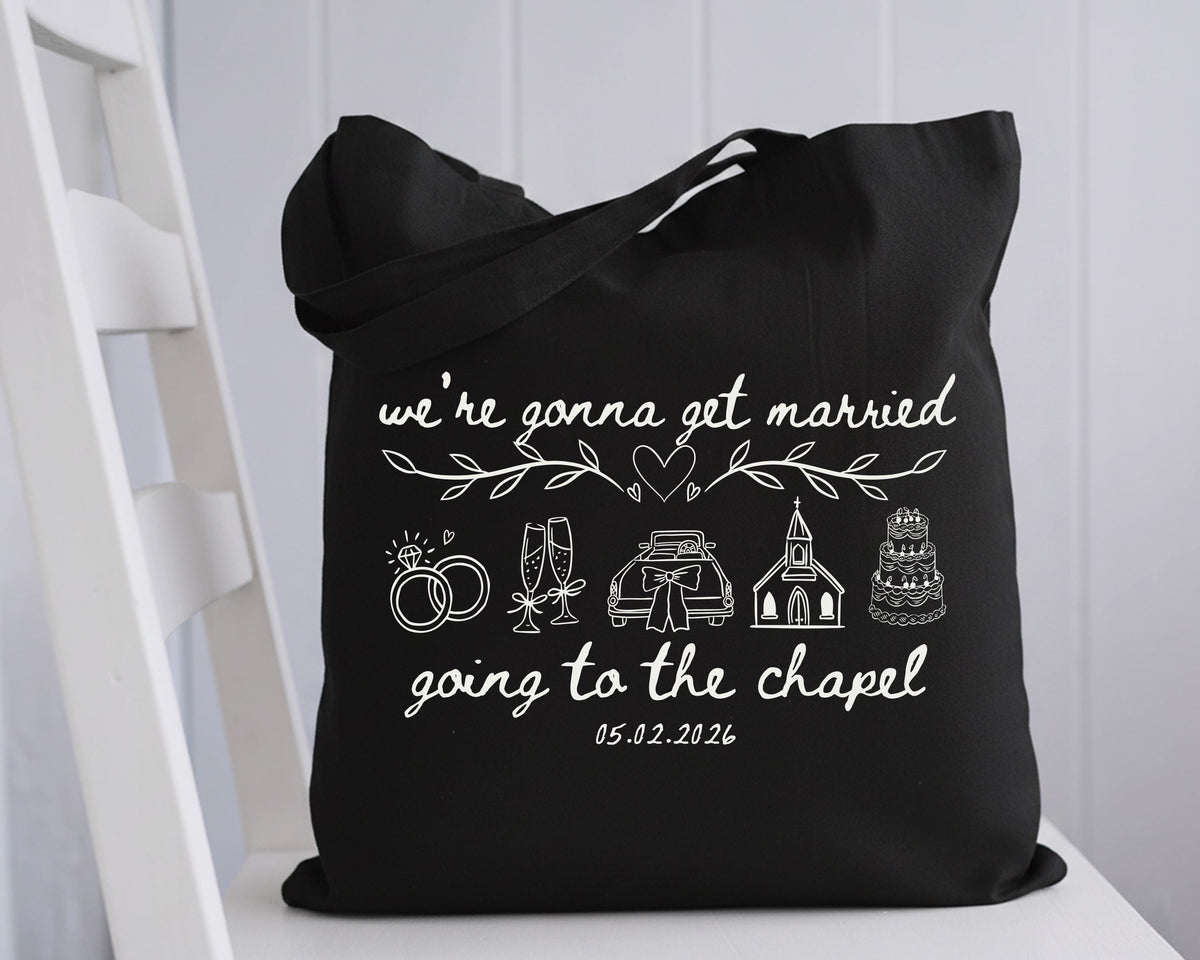 Going to the Chapel Tote Bag, Bachelorette Party Gift Tote, Wedding Day Tote Bag, Bridal Shower Tote