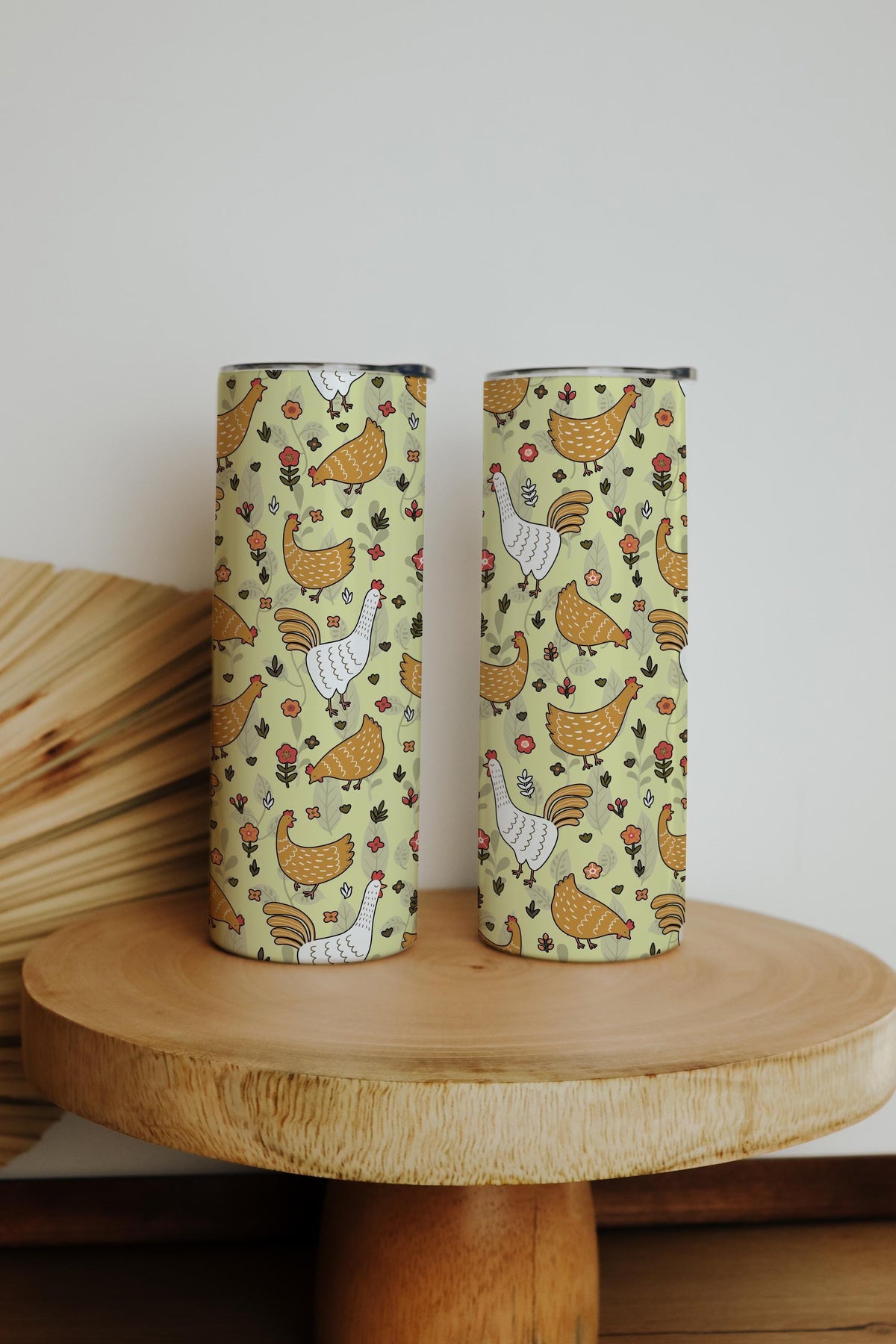 Chicken Farm Tumbler, Chicken Lover Tumbler, Floral Chicken Coffee Cup, Farm Owner Gift Idea