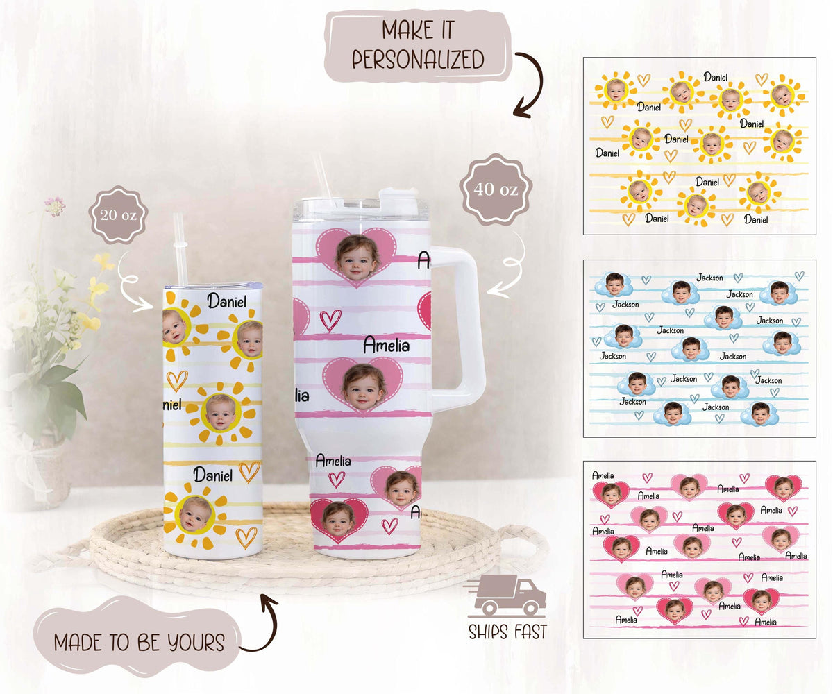 Personalized Baby Photo Tumbler, Custom Travel Mug, Grandparent Gift